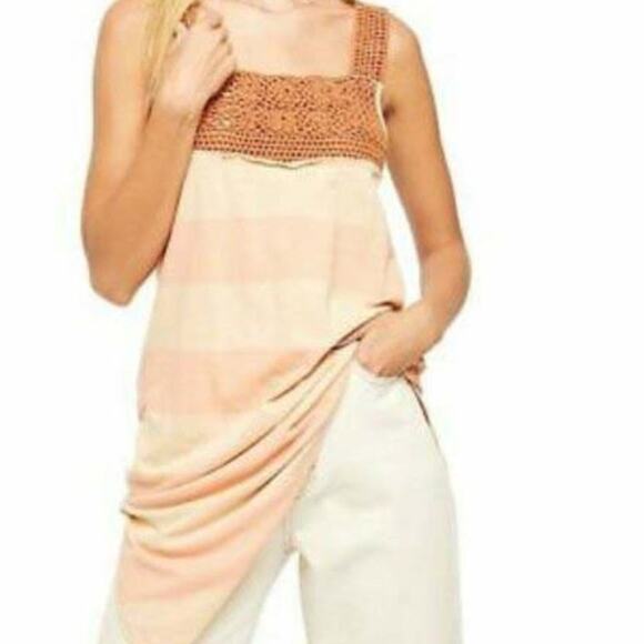 Free People Crochet Striped Luca Tank Top Tunic XS - Picture 1 of 6
